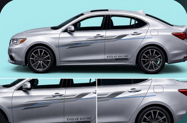Sedan with racing stripe decals