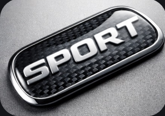 SPORT 3D chrome badge with carbon fiber texture